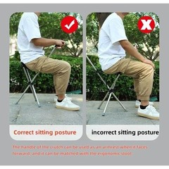 Portable Stainless Steel Folding Walking Cane with Seat Comfortable Soft Handle