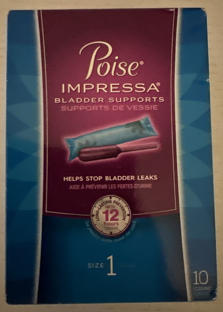 Poise Impressa Bladder Supports, 10 count, size 1, New, Sealed Box, Exp2019