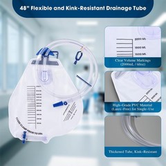 2000ml Urinary Drainage Bags with Anti-Reflux Valve Male Female Catheter Bags