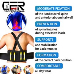 Adjustable Back Brace Lumbar Support Belt with Suspenders Heavy Duty Lift