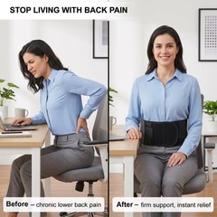 XOBTURP Back Brace for Women Lower Pain Relief & Lumbar Medium, Black
