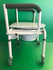 Drive Medical* Commode Chair Padded Drop Arm Steel Frame 18″ to 24″ Height Adj.