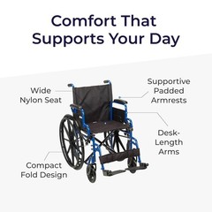 Drive Medical Blue Streak Lightweight Wheelchair – 18-Inch Seat