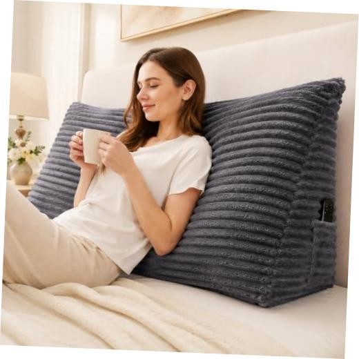 Headboard Pillow Headboard Wedge Pillow, Back Rest Pillows for Queen Dark Grey