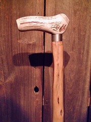 diamond willow walking stick STAG ANTLER handle cane custom made cane in the USA