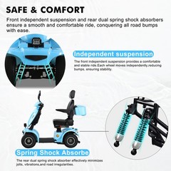 1000W 4-Wheel Heavy Duty Mobility Scooter for Seniors 500lbs 48V/20A 33 Miles