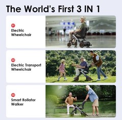 PAISEEC 3-in-1 Electric Wheelchair W3 Gray