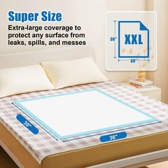 VISRIE 100Pcs 30” x 36”Bed Pads Disposable Adult, 100P, White & Blue