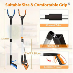 Grabber Reacher Tool 32 Inch Foldable Pick Up Stick with Strong Grip, Magnetic