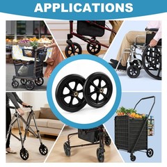 2 Pcs 8 Inch Walker Wheels Replacement Solid Wheelchair Front Wheels,Anti-Sli…