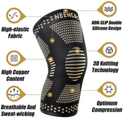 NEENCA Copper Knee Braces for Knee Pain Relief – 2 Pack Knee Sleeves Set, Kne…