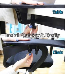 Deluxe 2pc Black Armrest Extender, Ergonomic Wrist Support Desk/Chair Mount