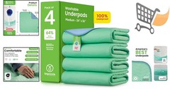 Washable Underpads Reusable Bedwetting Pads 34 x 36 Heavy Absorbency Pack of 4