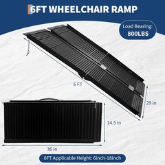6FT Folding Wheelchair Ramps-800LB Aluminum Portable Wheel Chair Ramps,Aluminum