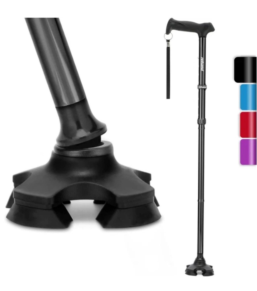 REHAND Walking Cane for Men & Women – Foldable, Adjustable, Black