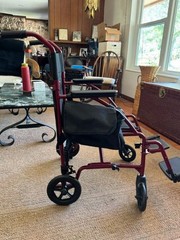 Lightweight Transport Wheelchair – Red