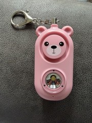 Cute Bear Personal Safety Alarm Keychain 130dB LED Flashlight USB Rechargeable