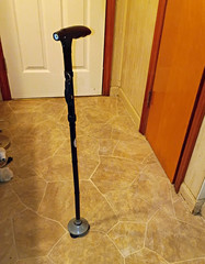 TeleBrands Adjustable Height Walking Cane w/ LED Light, Black/Gray