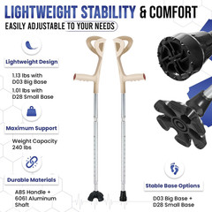 Forearm Crutches for Adults Adjustable Aluminum Pair Lightweight Support