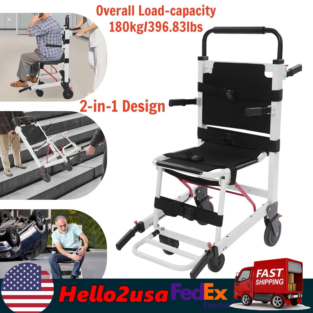 EMS Mobility Transport Chair w/6″ Wheels – No Assembly, 400lbs Aircraft Aluminum