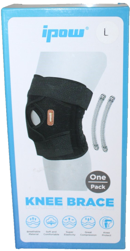 Knee Brace iPOW Black Breathable, Large New￼