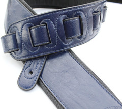 Walker & Williams G-25 Handmade Navy Blue Guitar Strap with Padded Glove Leather