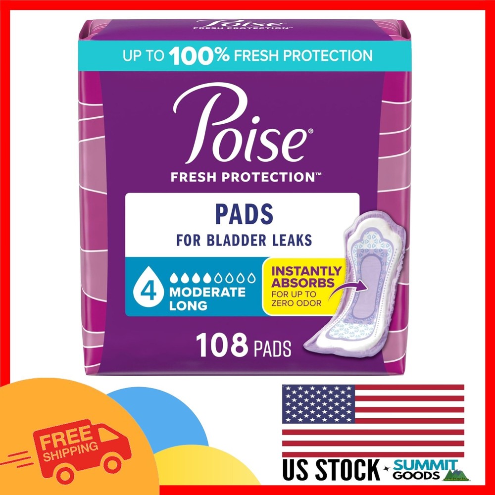 Contoured Incontinence Pads, 4 Drop Absorbency – 108 Pack for Ultimate Comfort