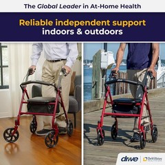 Rollator Walker with Seat, Durable Steel Frame, Adjustable Height