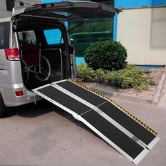2-10ft Aluminum Multi-Folding Wheelchair Scooter Mobility Ramp Portable Non-Slip