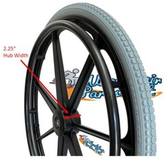 24″ X 1 3/8″ INVACARE 7 SPOKE WHEEL WITH 5/8″ BEARINGS. FITS ON TRACERS. SET OF2