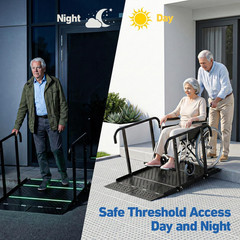 Folding Wheelchair Ramp with Handrails, 49.2″ Length Adjustable Height (1″-7.28″