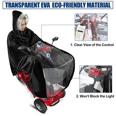 ZHOUMADE Mobility Scooter Rain Cover, 420D Oxford & EVA One Size, Black