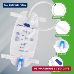 3 Pack Easy-Tap Catheter Leg Bag Urinary Drainage Bag, 500ml, Anti-Reflux Valve,