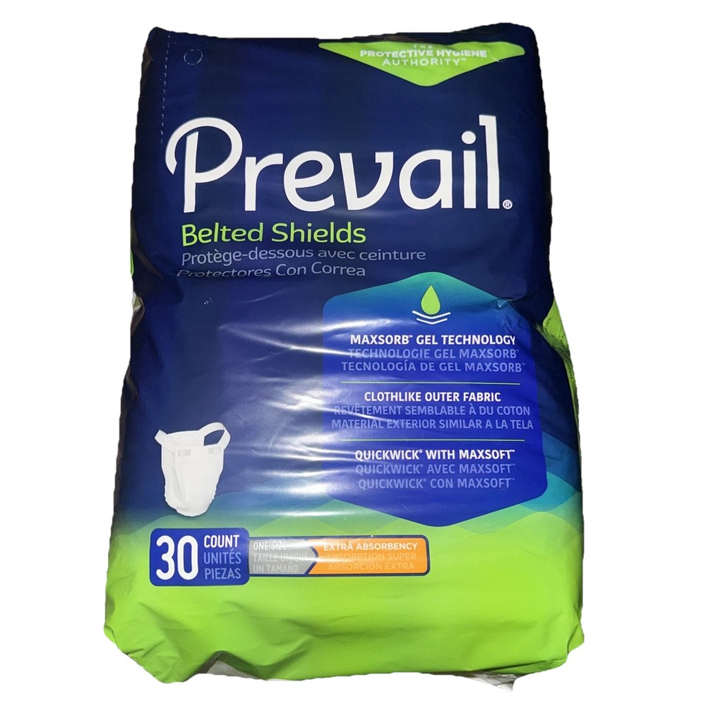 Prevail Xtra Absorbency Belted Undergarment, One Size – Bag of 30