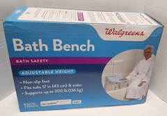 Walgreens Bath Bench Adjustable Height Fits Tubs 17″ & Wider Holds Up To 300lbs