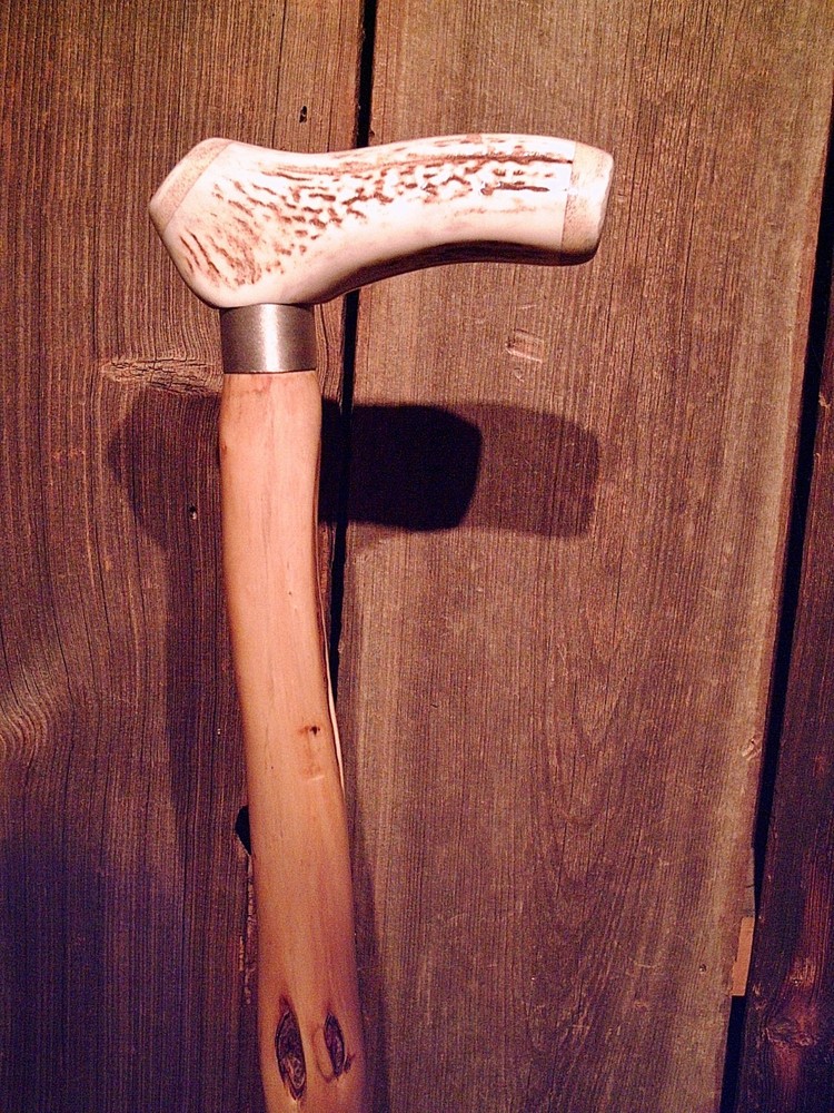diamond willow walking stick STAG ANTLER handle cane custom made cane in the USA