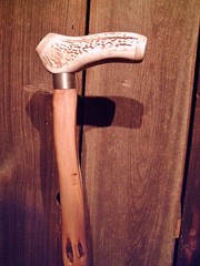 diamond willow walking stick STAG ANTLER handle cane custom made cane in the USA