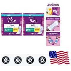 54 Count Pack of 2 Incontinence & Postpartum Pads – Light Absorbency & Freshness