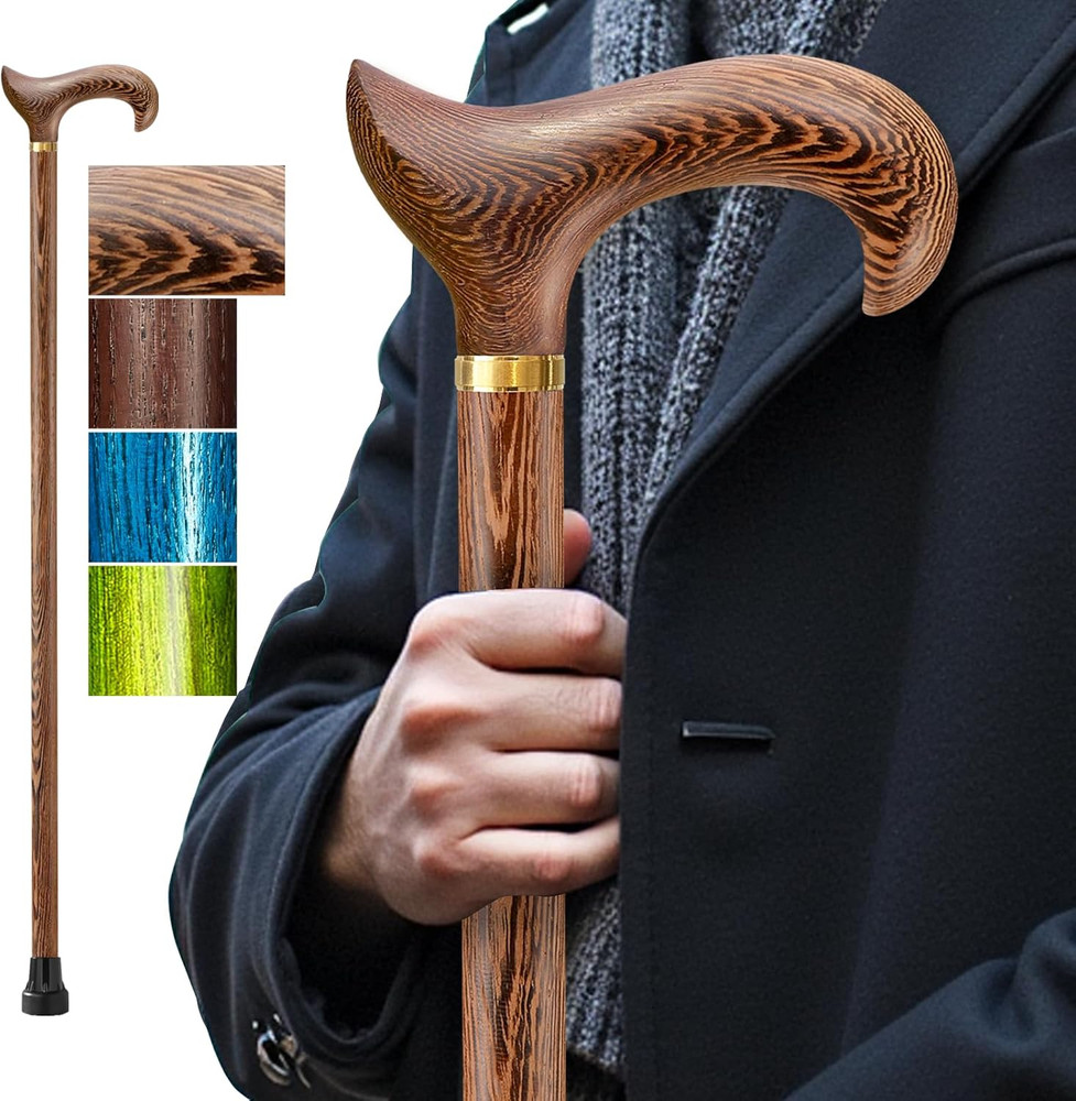 Walking Cane, Available in Multiple Inches Wooden Cane Support up to 300 Lbs, Su