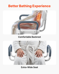 Swivel Shower Chair w/ Arms & Back, 400lb Heavy Duty Adjustable Bath Seat