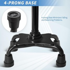 Adjustable 4-Pronged Walking Cane for Seniors – Stability & Comfort (32-37.5 in)