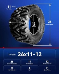 ATV UTV 26x11x12 ATV Mud All Terrain Tire 6PLY,Go Kart 26×11-12 Z-199 2pc