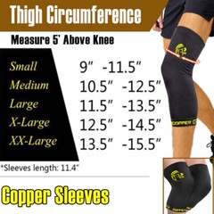 Copper Knee Support Compression Sleeve Brace Sport Joint Pain Relief Arthritis