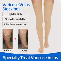 Thigh High Compression Stocking Unisex Close Toe 20-30mmHg Support Socks S-XL
