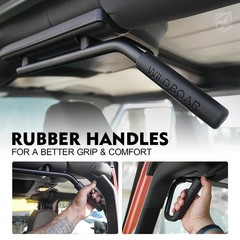 4-Piece Front & Rear Aluminum Grab Handles Kit, Heavy-Duty Roll Black
