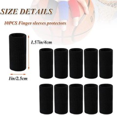10 PCS Black Sport Finger Sleeves, Elastic Thumb Brace, Basketball, Arthritis