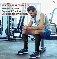3 Pairs Black Compression Socks for Women & Men Best Daily Legs Support S/M