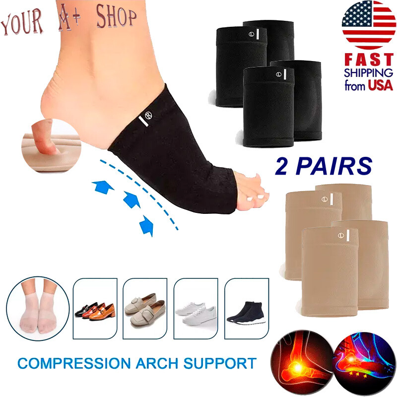 2*Arch Support Gel Pad Compression Support Sleeves Foot Relief Plantar Fasciitis