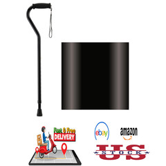 Offset Walking Cane for Seniors Lightweight Adjustable Support with Foam Grip