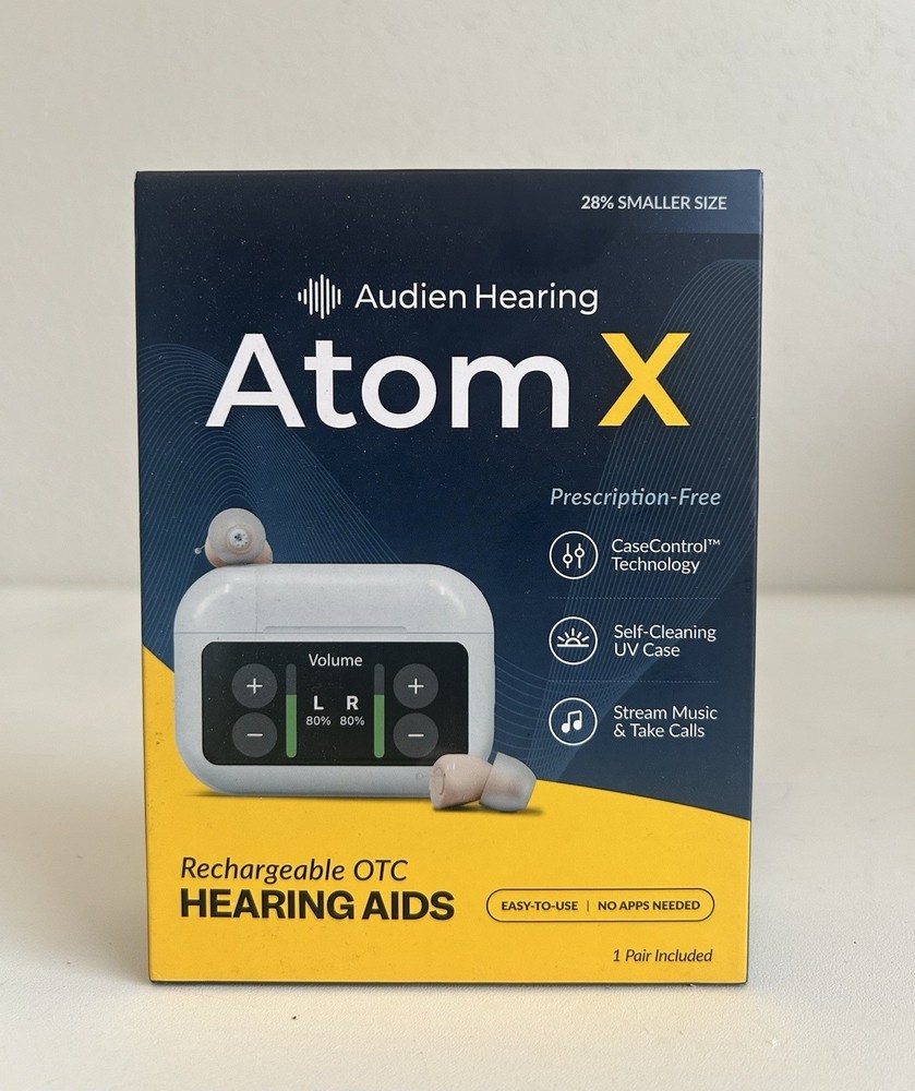 Audien Hearing ATOM X -Rrchargeable OTC Hearing Aids New Box FREE SHIPPING